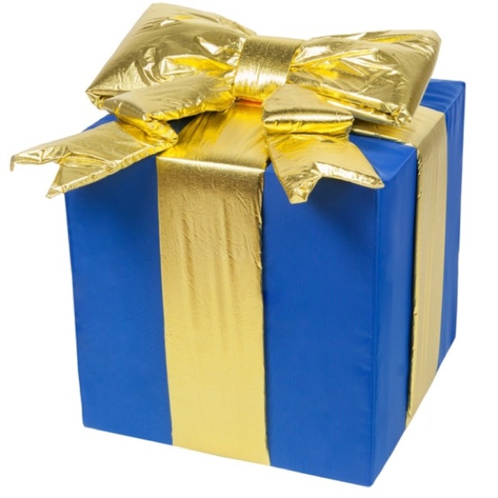 Gold and Blue Gift Box with Bow